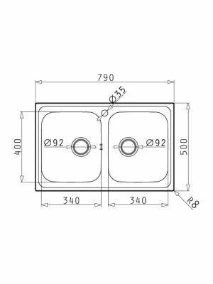 Pyramis Athena Extra 2B Ένθετος Νεροχύτης Inox Σαγρέ Μ79xΠ50cm Ασημί 107162301