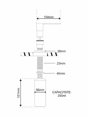 Pyramis Εντοιχιζόμενο Dispenser για την Κουζίνα από Ανοξείδωτο Ατσάλι Ασημί 250ml 028102001