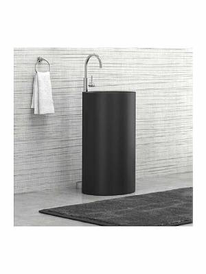 Karag Milos Νιπτήρας Δαπέδου Κεραμικός 44x44cm Black Matt 45D-PMB