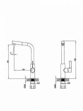 Karag 2546 Μπαταρία Κουζίνας Πάγκου με Ντουζ Inox Ασημί