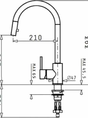 Pyramis Amada Ψηλή Μπαταρία Κουζίνας Πάγκου με Ντουζ Inox Ασημί 090917801