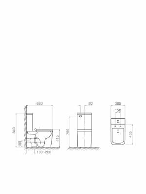 Pyramis Niovi 023013701 Επιτοίχια Λεκάνη Με Καπάκι Soft Close 023013901 & Καζανάκι 023013801