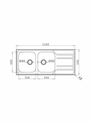 Pyramis Zeda Extra Ένθετος Νεροχύτης Inox Σατινέ Μ116xΠ50cm Ασημί 107153600