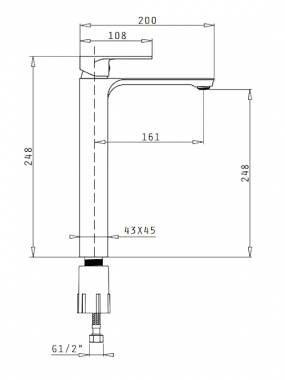 Pyramis Arona XL Αναμεικτική Μπαταρία Νιπτήρα Ψηλή Ασημί 090939001