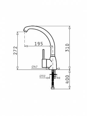 Maidtec Melodia Ψηλή Μπαταρία Κουζίνας Πάγκου Ασημί 090904301