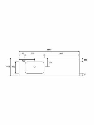 Karag Space 155 Ένθετος Νιπτήρας Πορσελάνης 155x46cm Λευκός