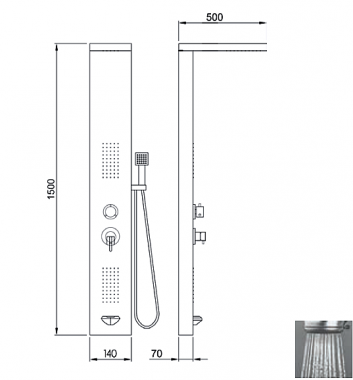 53300 Ν ROMA ΣΤΗΛΗ 4 ΕΞΟΔΩΝ BLACK MATT53300 Ν ROMA SHOWER PANEL BLACK MATT