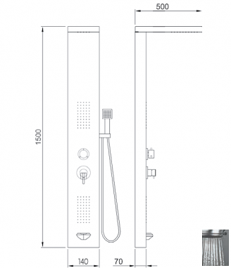 53300 ROMA TONDO EX ΣΤΗΛΗ 4 ΕΞΟΔΩΝ CHROME53300 ROMA TONDO EX SHOWER PANEL CHROME