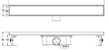 Κανάλι Ντουζιέρας inox 304 αναστρεφόμενο για επικάλυψη με πλακάκι - 83733 33cm